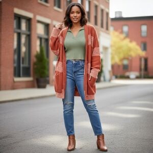 Free People Southport Beach Striped Cardigan - Cozy Knit Oversized Fit Boho - S